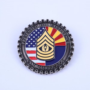 Custom 3D Zinc Alloy Brass Metal Enamel Antique Gold Challenge Coin No Minimum Silver Plated Coins